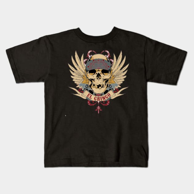 The Skull El Gringo Mexican Kids T-Shirt by asokabudaya